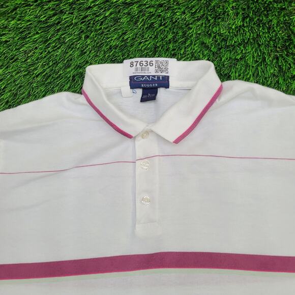 Vintage 90s GANT Rugger MOD Polo Shirt Large 22x29 Stripes USA Made - Picture 7 of 11